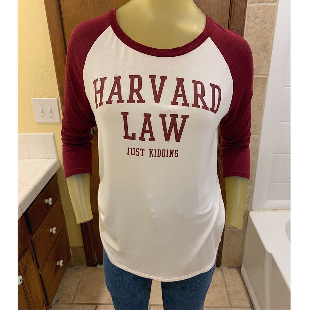 Harvard Law Graphic Baseball Tee. Size small.